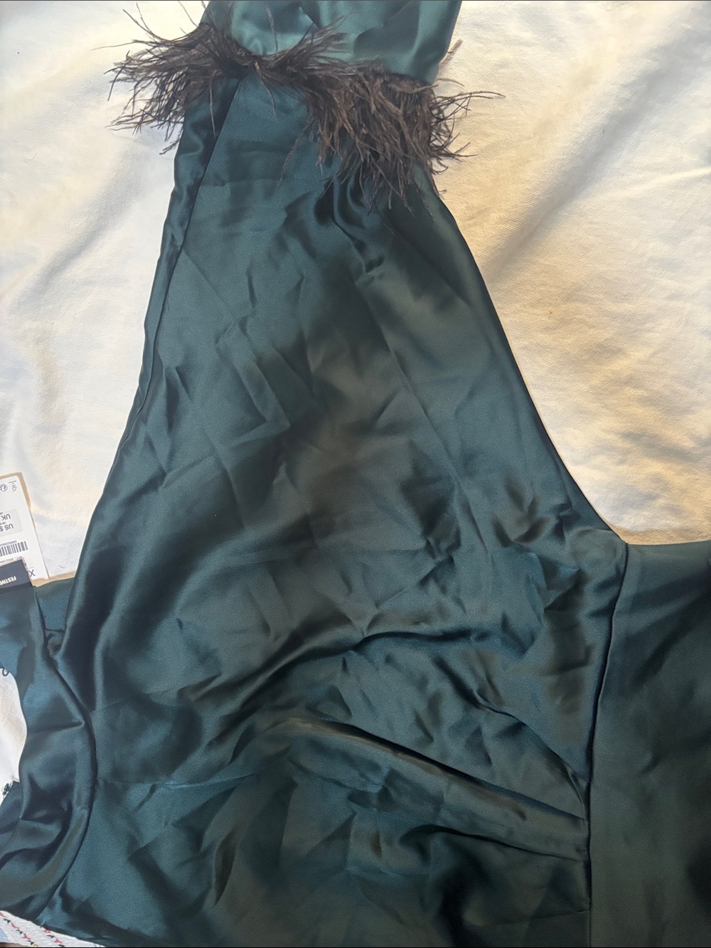 ZARA Short Satin Feather Dress - Picture 12 of 12